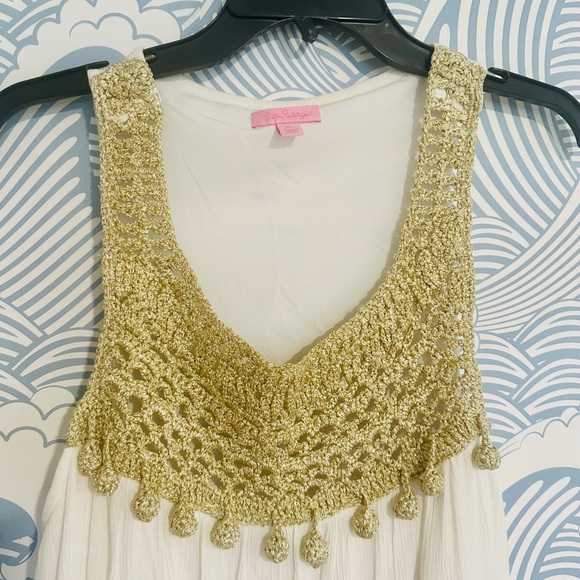 Lilly Pulitzer White and Gold Embellished Swing Sundress - Picture 2 of 7